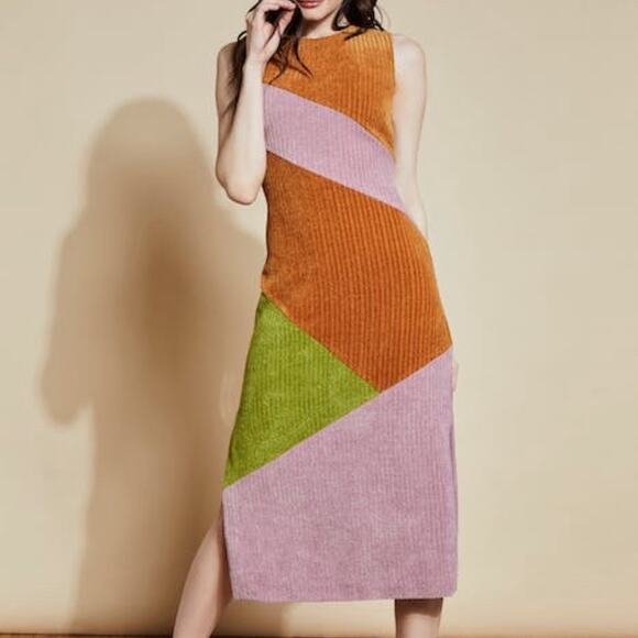 Hutch Dresses & Skirts - HUTCH Jordy Dress Copper Colorblock Chenille Knit Dress NWT in XL